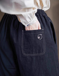 Comfortable Loose Casual Drawstring Waist Cotton Pants - Islinen
