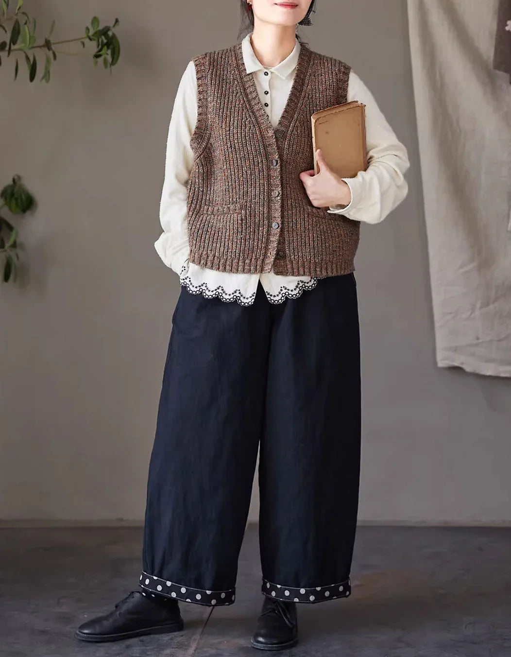 Comfortable Loose Casual Drawstring Waist Cotton Pants - Islinen