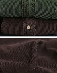 Comfortable Loose Casual Lace Trim Corduroy Jacket - Islinen