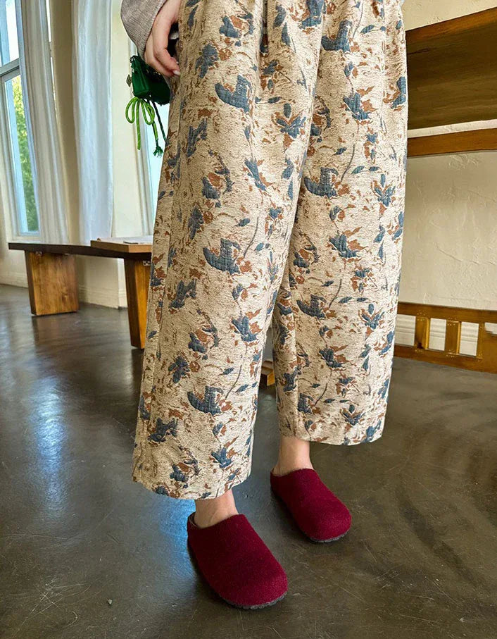 Comfortable Loose Floral Cotton Casual Pants for Women - Islinen
