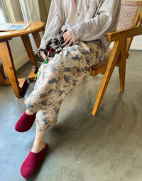 Comfortable Loose Floral Cotton Casual Pants for Women - Islinen