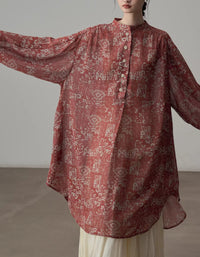 Long sleeve vintage linen dress button front design