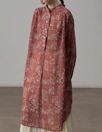 Elegant floral linen dress relaxed fit everyday wear
