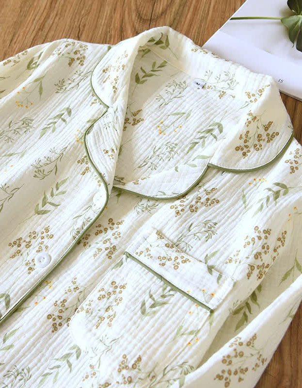 Comfortable Loose Floral Organic Cotton Pajama Set