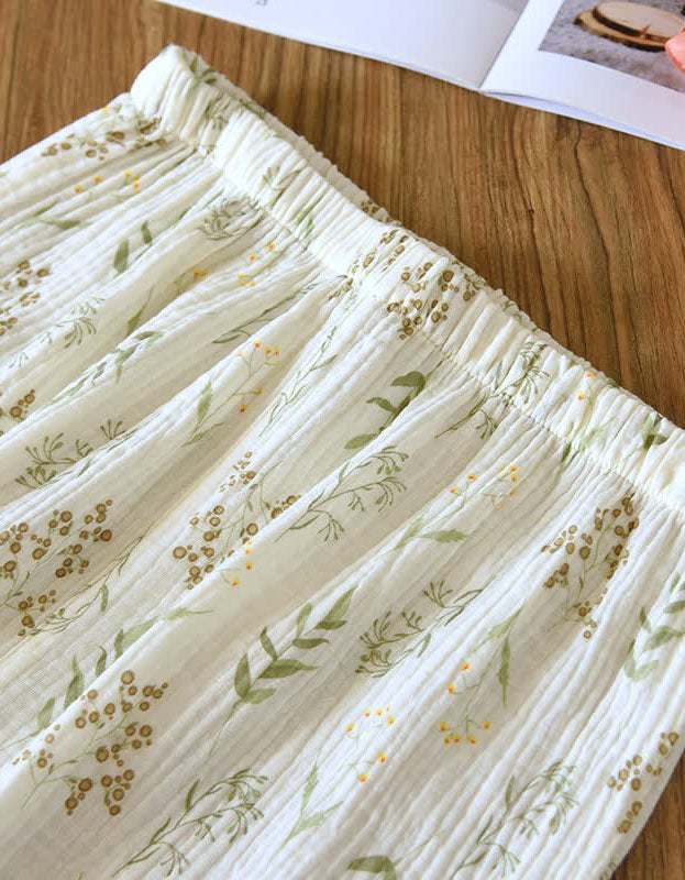 Comfortable Loose Floral Organic Cotton Pajama Set