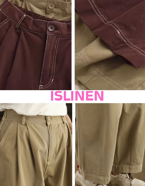 High waist linen pants waistband and pleated detail