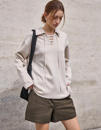 Minimalist High Waist Linen Shorts Women