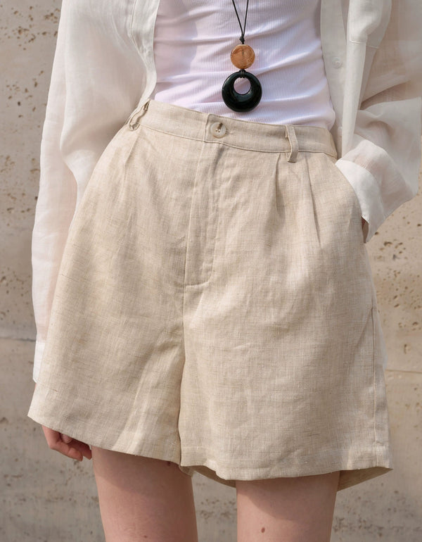 Women’s High Waist Linen Shorts Casual Summer
