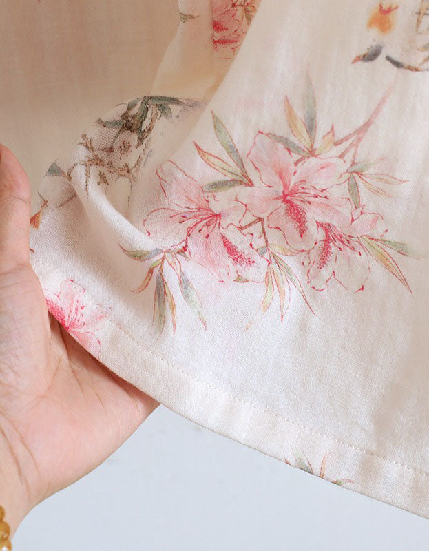 Comfortable Pure Cotton Floral Kimono Pajama Set