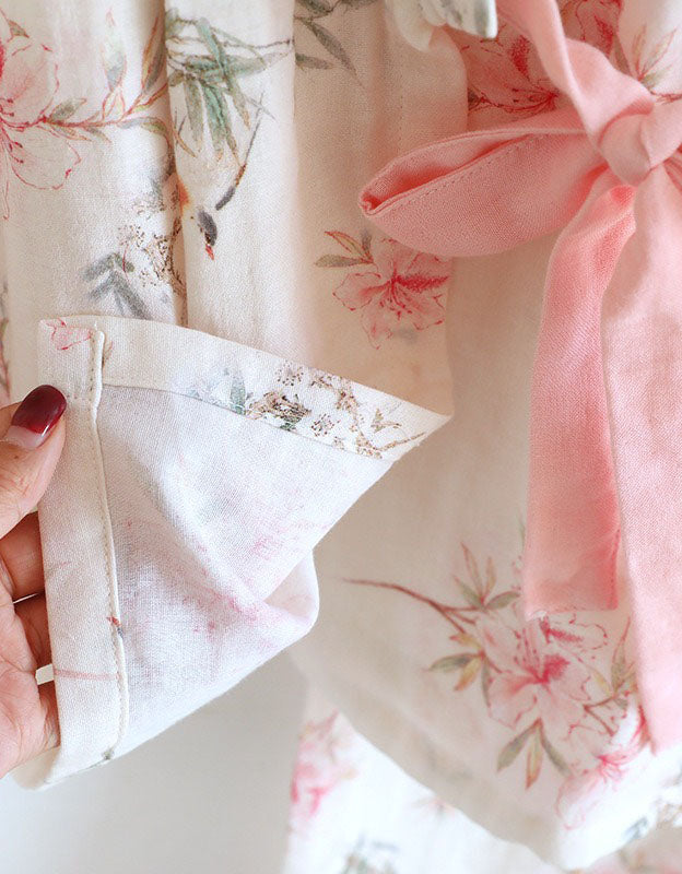Comfortable Pure Cotton Floral Kimono Pajama Set