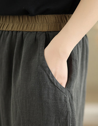 Comfortable Minimalist Wide Leg Cotton Linen Pants