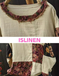 Soft cotton oversized patchwork blouse with floral prints