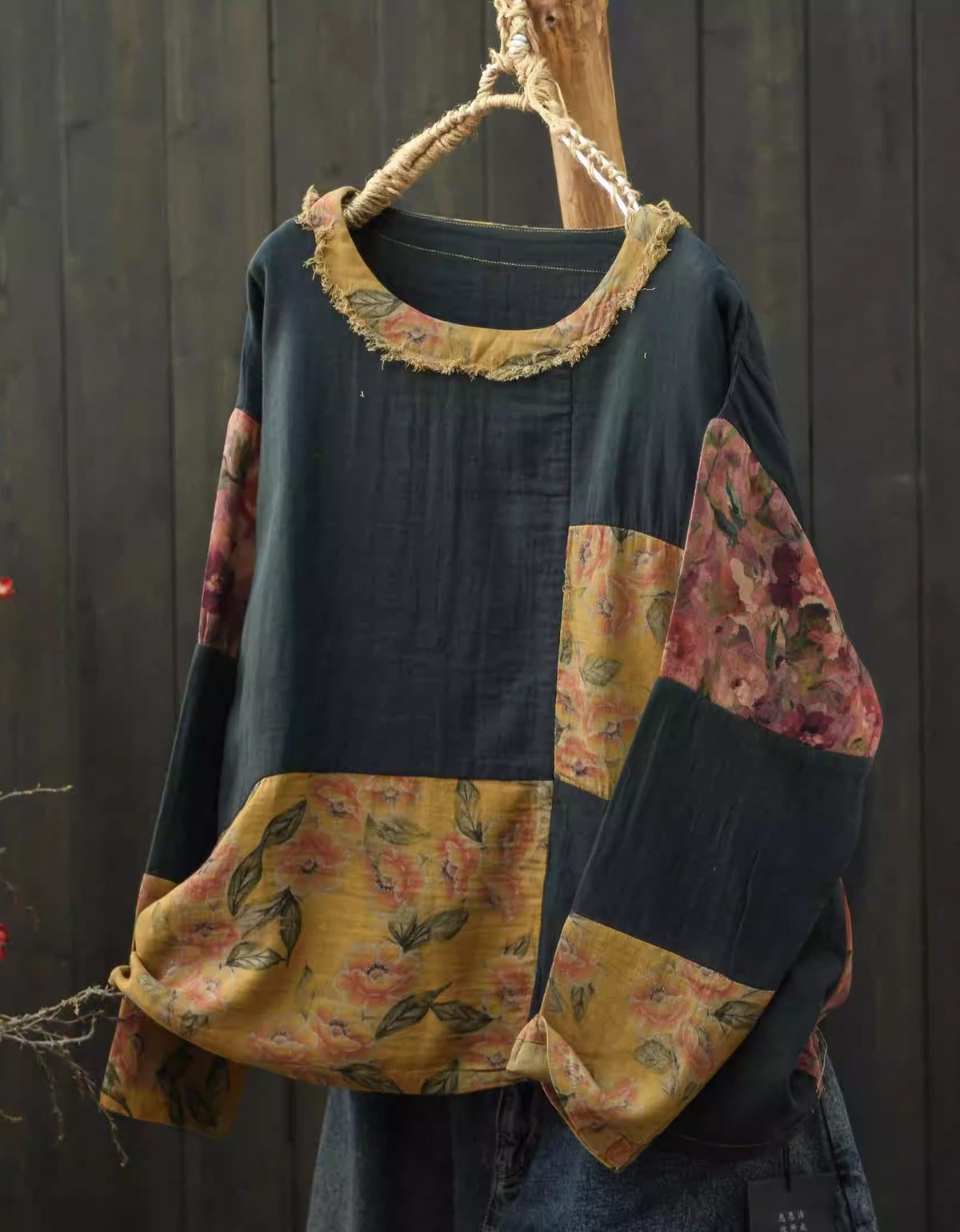 Patchwork Floral Shirt for Women Casual and Boho Style