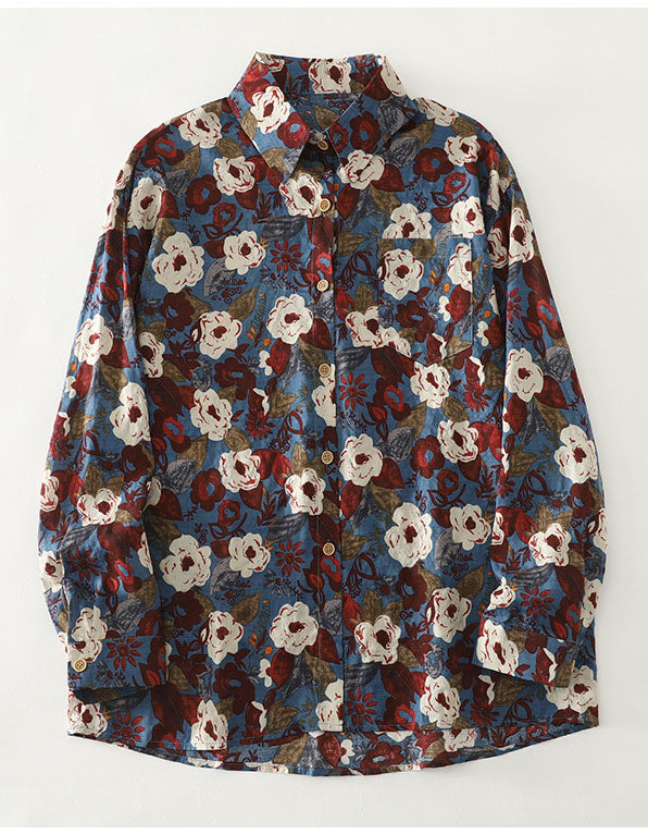 Casual women floral shirt relaxed fit style