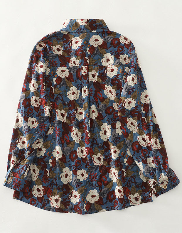 Lightweight cotton floral shirt texture detail