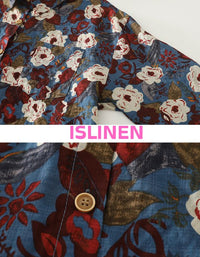 Long sleeve floral shirt women casual look close-up