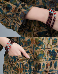 Comfortable Retro Patchwork Print Cotton Linen Shirt
