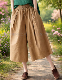 Boho style wide leg pants outdoor walking