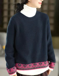 Vintage Textured Casual Knit Sweater for Women - Islinen