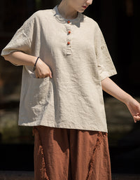 Comfortable Vintage-Inspired Loose-Fit Top