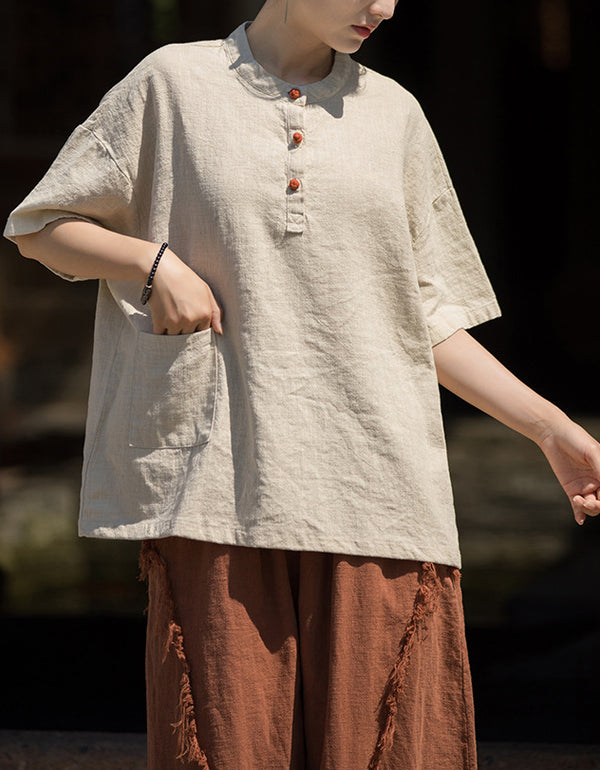 Comfortable Vintage-Inspired Loose-Fit Top