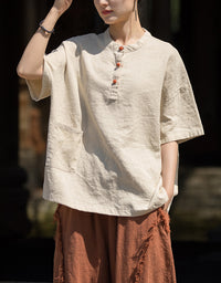 Comfortable Vintage-Inspired Loose-Fit Top
