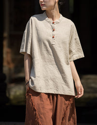 Comfortable Vintage-Inspired Loose-Fit Top