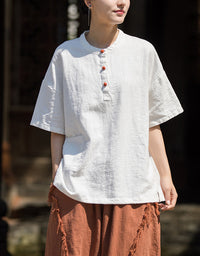 Comfortable Vintage-Inspired Loose-Fit Top