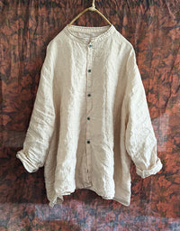 Comfortable Vintage-Inspired Oversized Linen Shirt