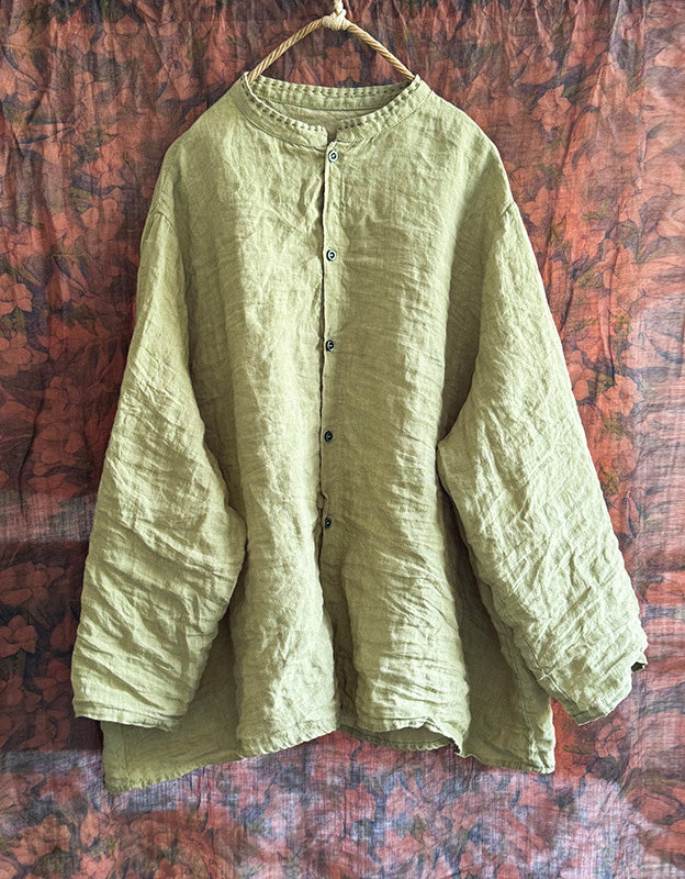 Comfortable Vintage-Inspired Oversized Linen Shirt