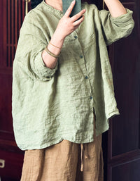 Comfortable Vintage-Inspired Oversized Linen Shirt