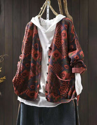 Comfortable Vintage Floral V-Neck Sweater