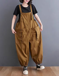 Comfortable Wide Leg Cotton Linen Harem Jumpsuit
