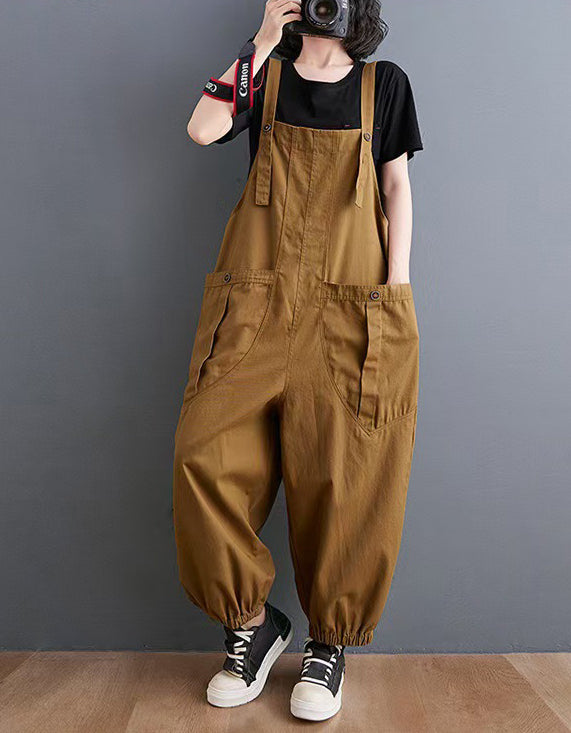 Comfortable Wide Leg Cotton Linen Harem Jumpsuit