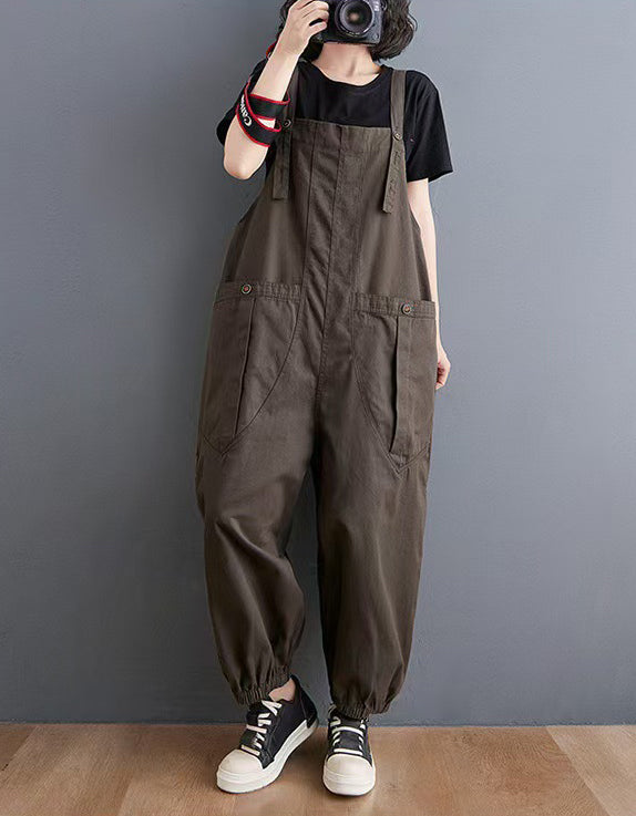 Comfortable Wide Leg Cotton Linen Harem Jumpsuit
