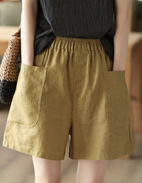 Comfy High-Waisted Casual Cotton Linen Shorts