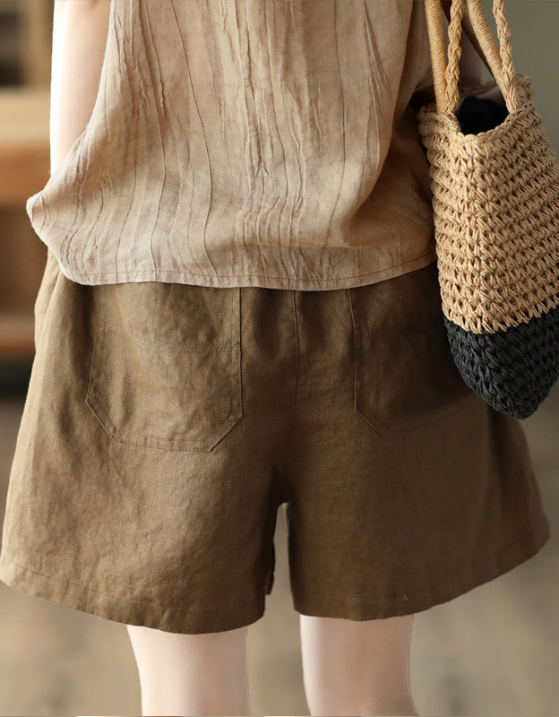 Comfy High-Waisted Casual Cotton Linen Shorts