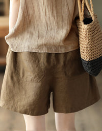 Comfy High-Waisted Casual Cotton Linen Shorts