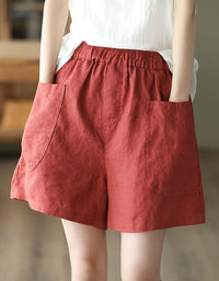 Comfy High-Waisted Casual Cotton Linen Shorts