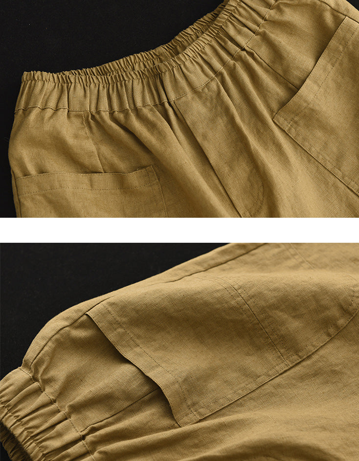 Comfy High-Waisted Casual Cotton Linen Shorts