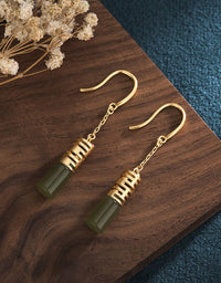 Copper Gold-plated Imitation Jade Drop Earrings