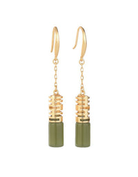 Copper Gold-plated Imitation Jade Drop Earrings