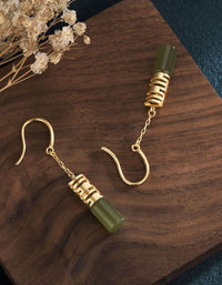 Copper Gold-plated Imitation Jade Drop Earrings