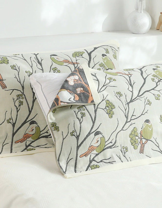 Cotton Hawthorn Bird Pillow Cover (2 PCS)