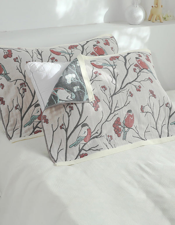 Cotton Hawthorn Bird Pillow Cover (2 PCS)