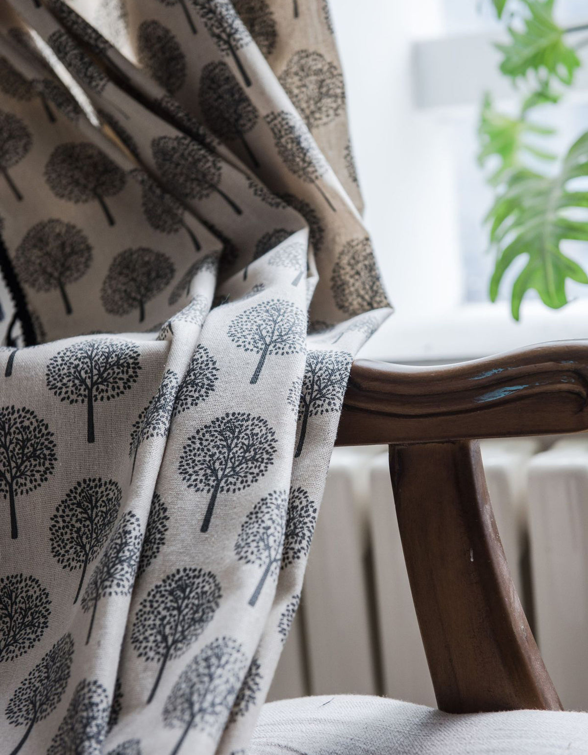 Countryside Style Tree Pattern Cotton Linen Curtains