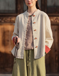 Eco-Friendly Retro Chinese Button Down Ramie Linen Shirt