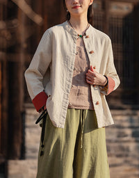 Eco-Friendly Retro Chinese Button Down Ramie Linen Shirt