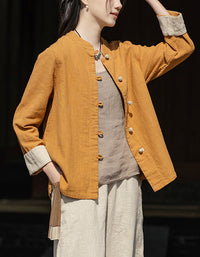 Eco-Friendly Retro Chinese Button Down Ramie Linen Shirt