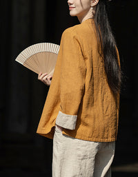 Eco-Friendly Retro Chinese Button Down Ramie Linen Shirt